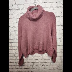 Madewell Sadler Turtleneck Sweater Pink Soft Merino Wool Blend Size Medium NWT